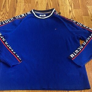 Vintage Tommy Hilfiger Crewneck Knit Sweater Men’s XL Logo Long Sleeve Y2K 90s